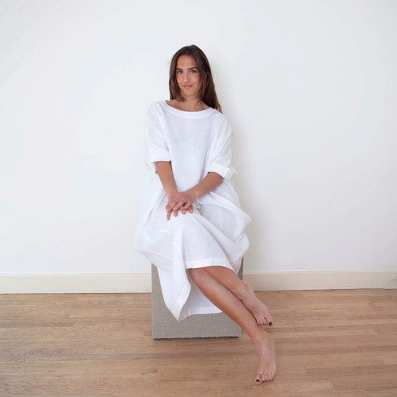 knee length dresses for ladies Ivory Smocked Top 3/4 Sleeve Midi Dress