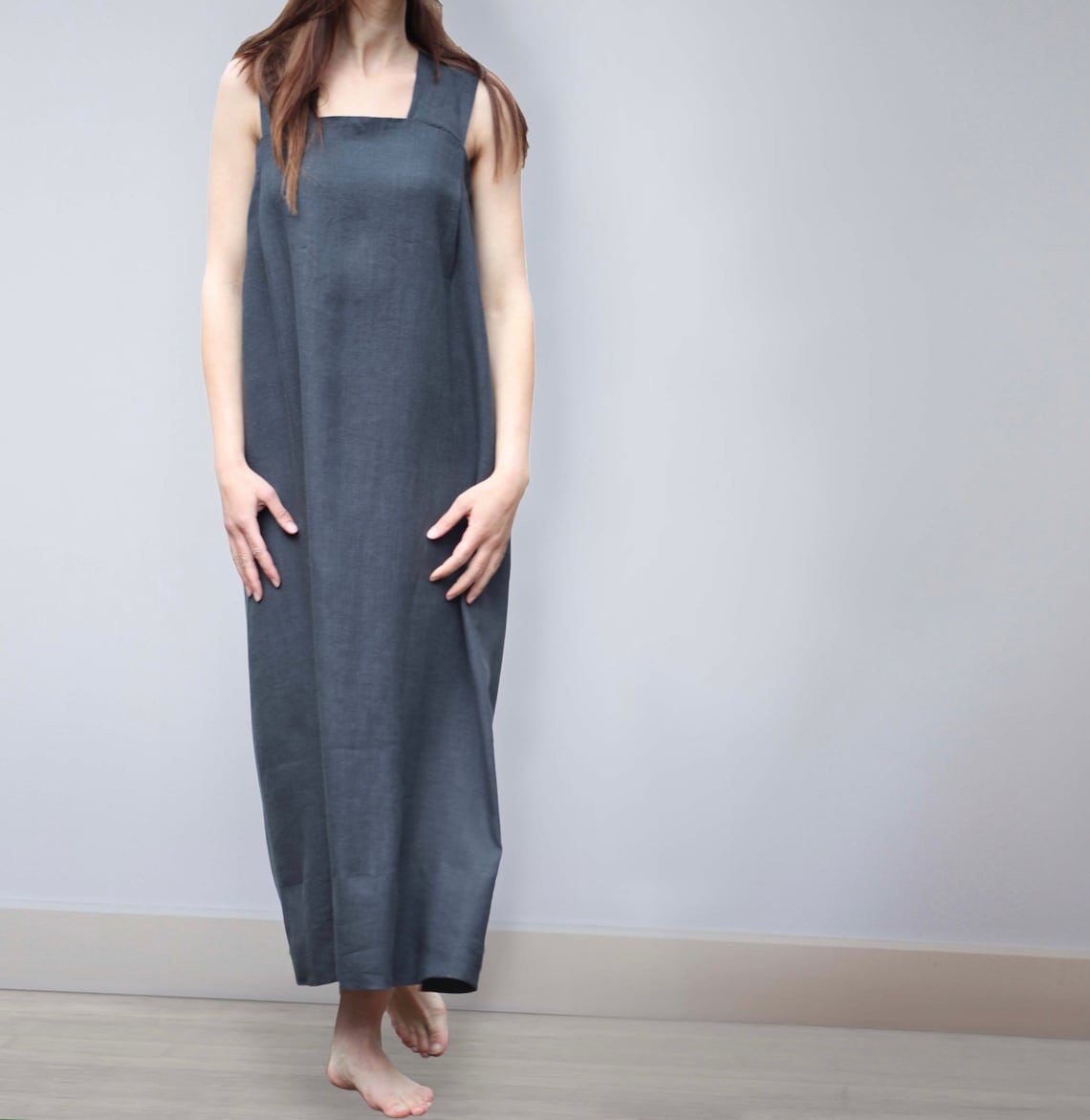 Long Black Linen Maxi Dress | Etsy