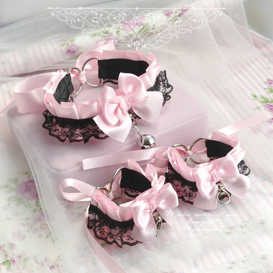 Kitten Pet Play Gear Collar and Cuffs Set , Daddys Girl Costume Choker