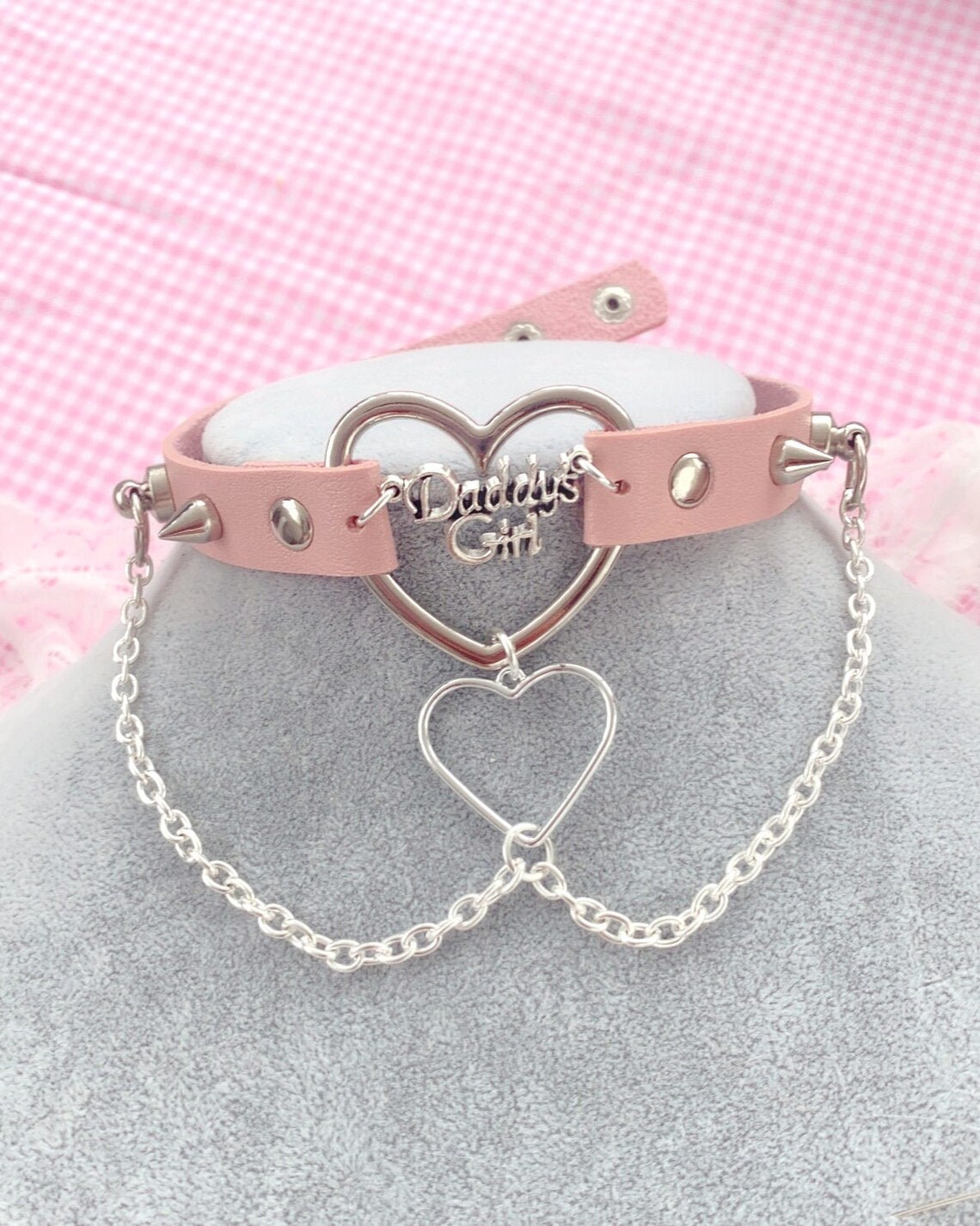 Choker Necklace Kawaii Daddys Girl Light Pink Faux Leather Etsy