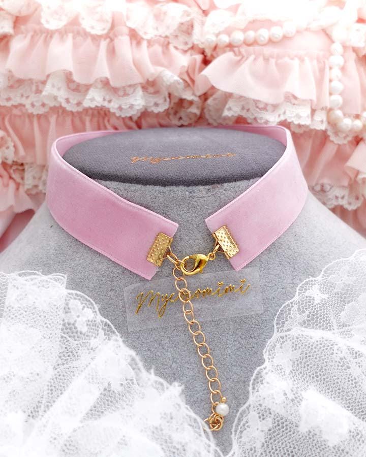 Baby Pink Velvet Bow Gold Heart Pendant Choker Necklace , Coquette Core ...