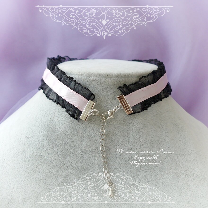 Gothic Lolita Black Pink Lace Choker – Aesthetics Boutique