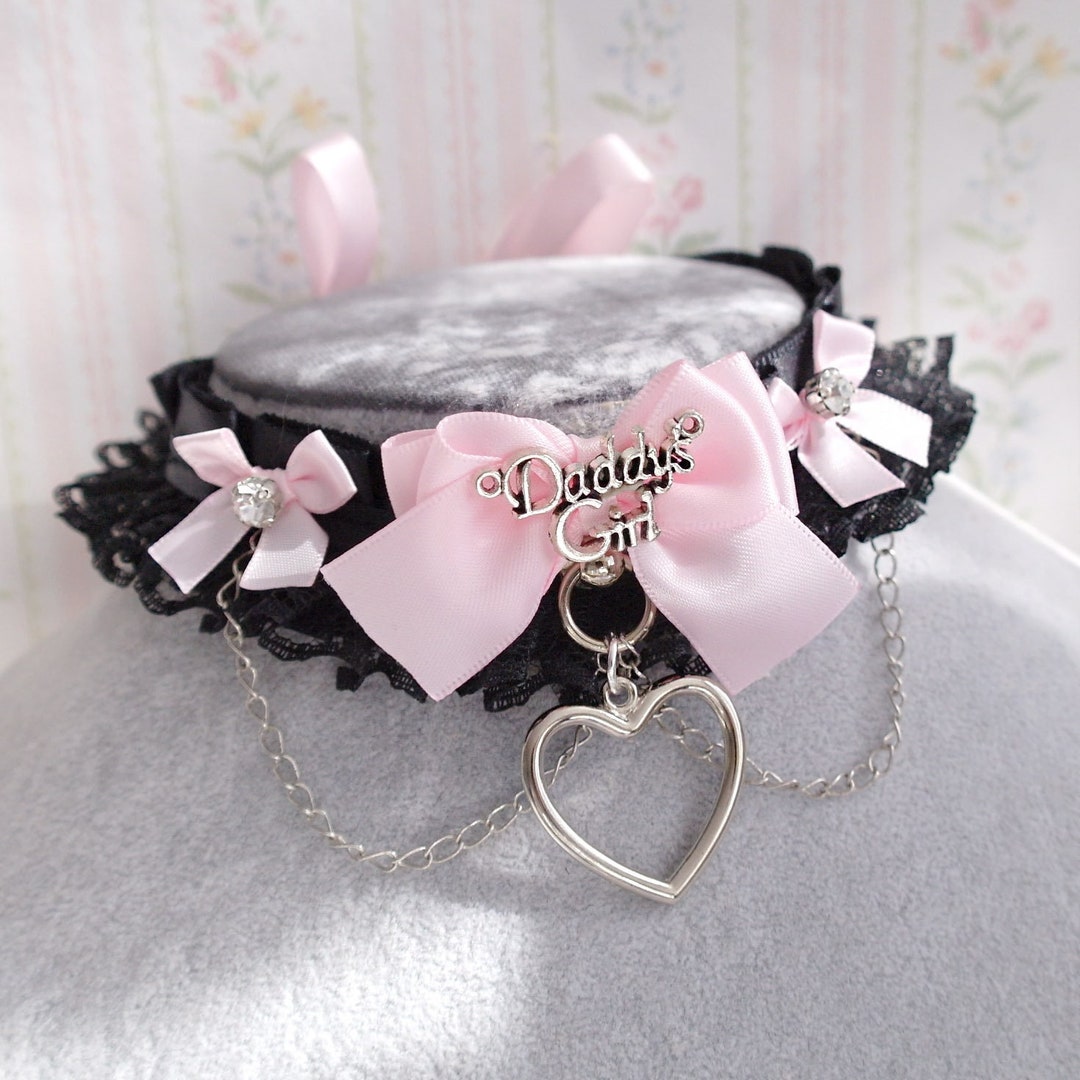 Daddys Girl Tag Black Lace Choker Necklace Kitten Play Collar Etsy