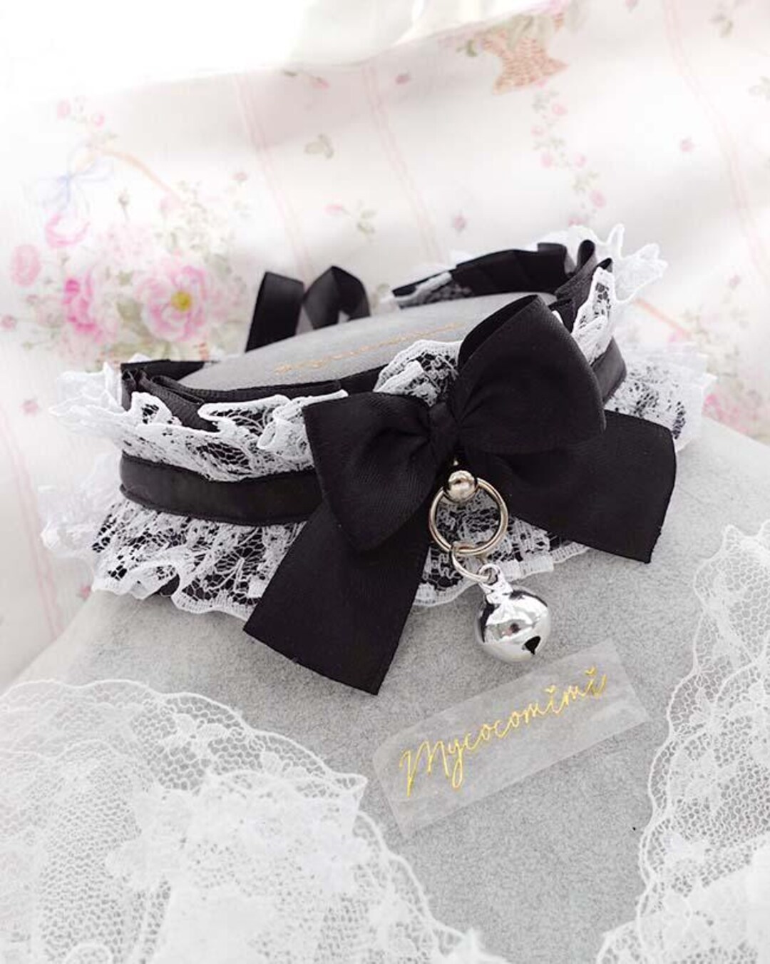 Black & White Lace Kitten Play Collar – Kawaii Goth Choker With Bow ...