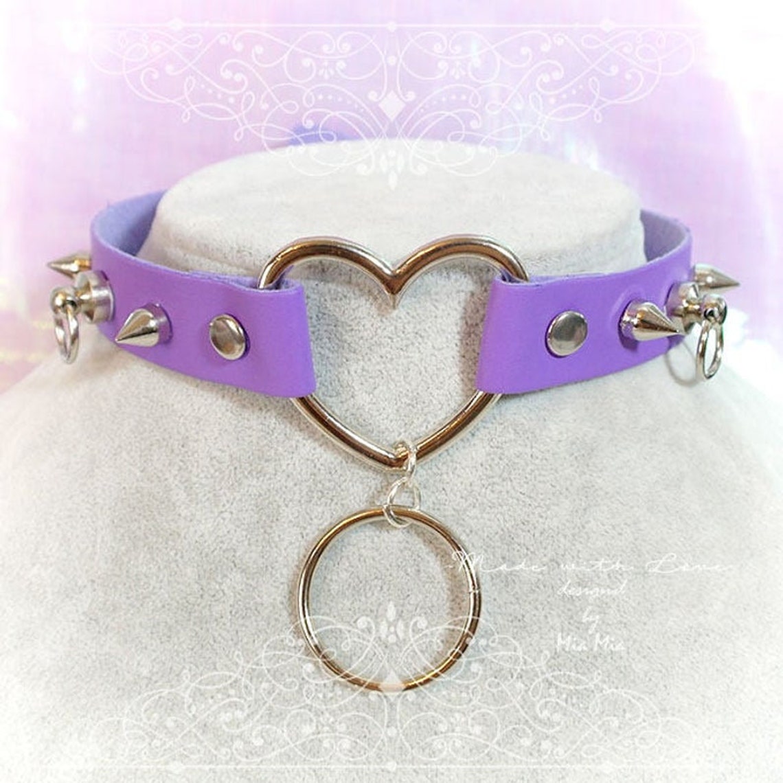 BDSM Daddys Girl Choker Necklace Purple Faux Leather Heart Etsy