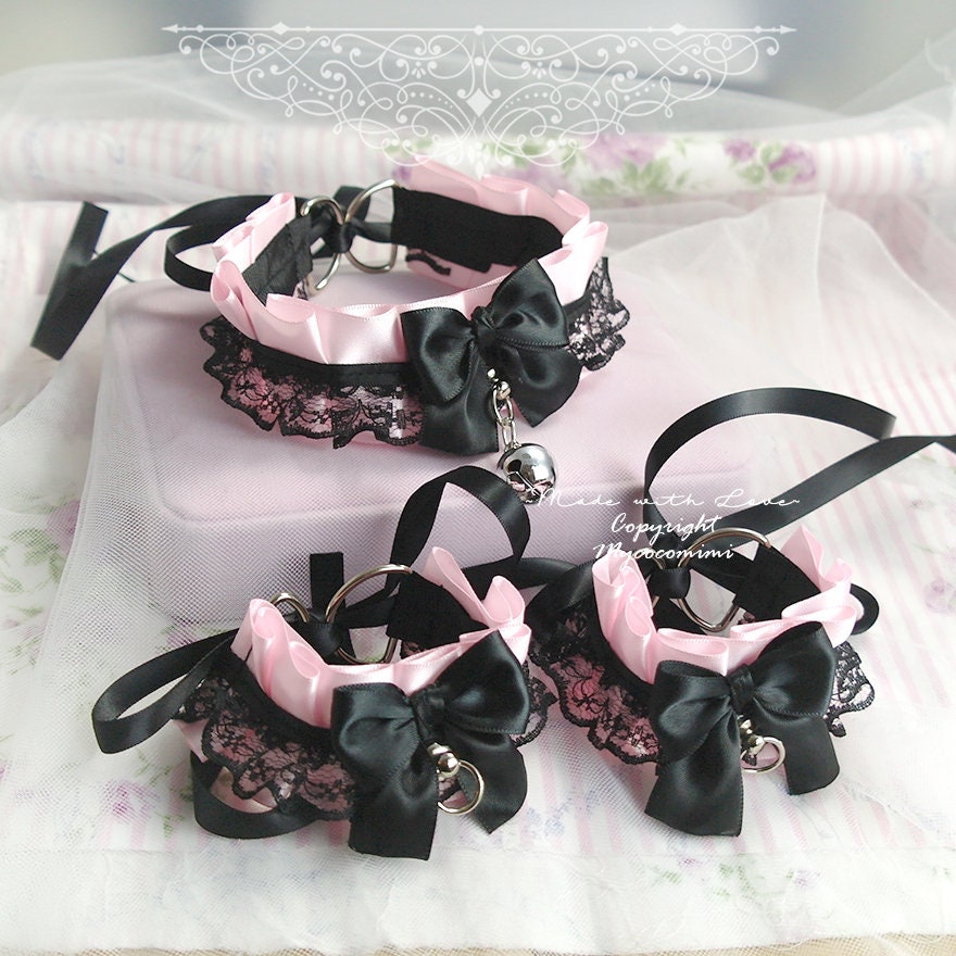 Kitten Pet Play Gear Collar and Cuffs Set , Daddys Girl Costume