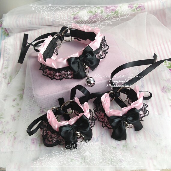 Kitten Pet Play Gear Collar and Cuffs Set Daddys Girl Costume