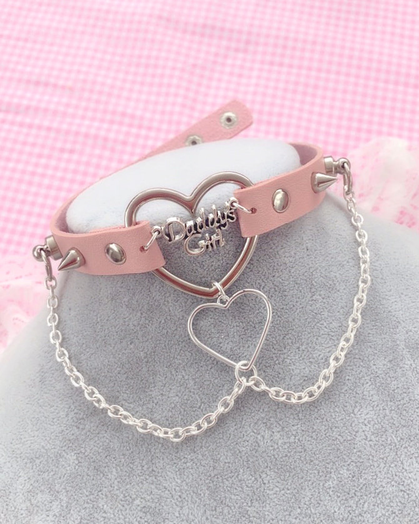 Choker Necklace Kawaii Daddys Girl Light Pink Faux Leather Etsy