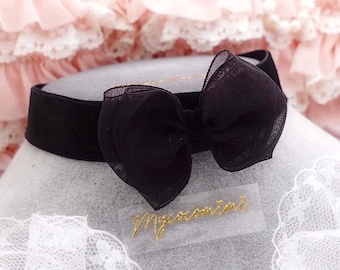 SALE - Black bow velvet choker necklace, kawaii goth day collar, coquette gift for her
