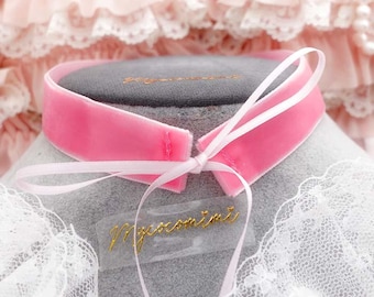 Simple Coquette Hot Pink Velvet Choker Necklace , Delicate Ribbon Tie Closure, Perfect for any occasion, Gift for Her