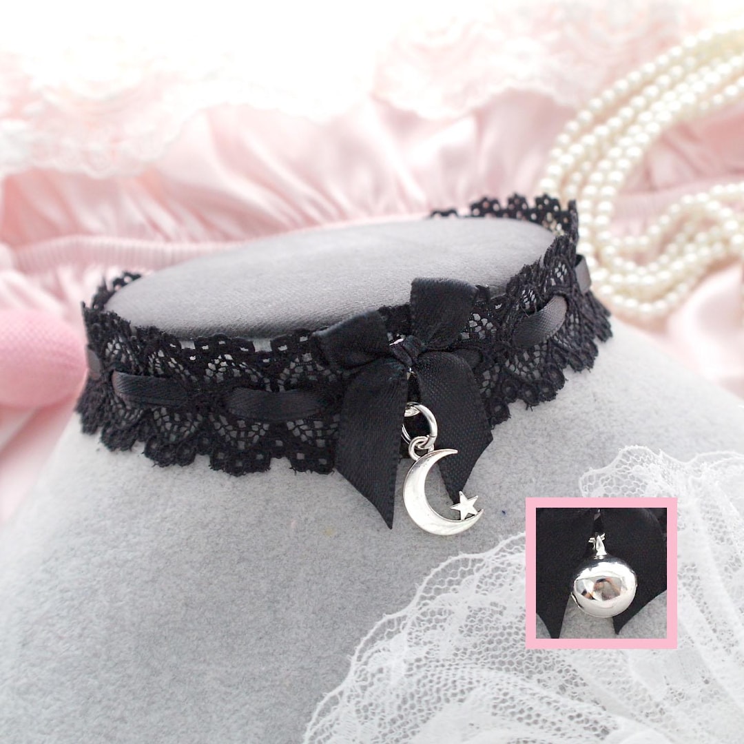 Kawaii All Black Lace Black Bow Choker Necklace , Choose Your Style ...