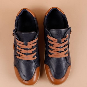 Flores Women’s Genuine Leather Walking Shoes, Comfortable Everyday Sneakers, Handmade Casual Shoes, Gift for Her