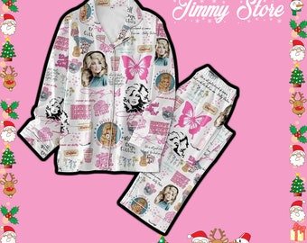 Happy Pajamas Set Gift, Have A Holly Dolly Christmas Pajamas Set, Retro Christmas Dolly Parton Pajamas