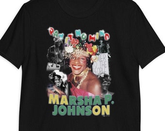 Marsha P Johnson T-shirt manches courtes l 90s Style vintage Tee | Unisexe Retro Bootleg Rap Tee l Mois de la fierté l Trans Pride l LGBTQ