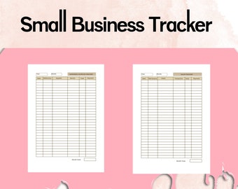 Printable Business Sales Tracker Expense Templates Small business Digital Bosslady Monthly Accounting Undated tracker Entrepreneur Planner