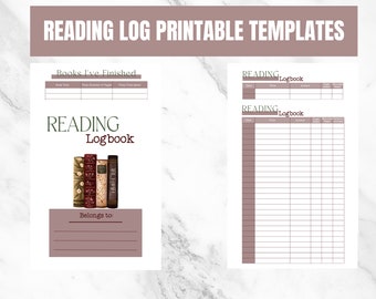 Reading Log PDF Templates reading Tracker Journal Printable Worksheet Reading List Instant Download Academia Style