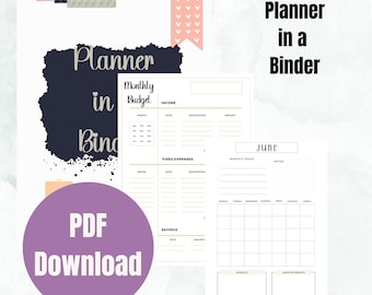 Planner in a Binder - Monthly Goal Planner - Downloadable Budget Planner for Beginners - Savings tracker - Habit Tracker Planner