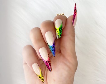 Wild Rainbow Pigment Art Press On Nails