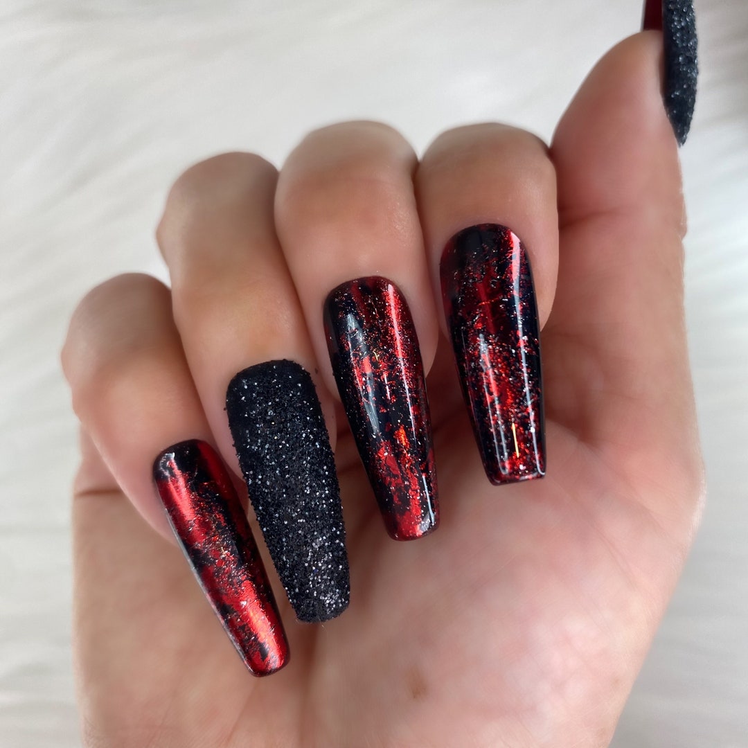 Glitter On Top Red On Bottom Louboutin Nails Rhinestone Red Bottom