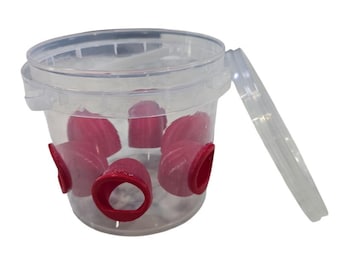 Quail Feeder Bucket with Feed Saver Ports | No Waste Bird Feeder | 6 Ports | 2 Liter | 3D Printed | Made in USA | BPA Free | Coturnix Quail