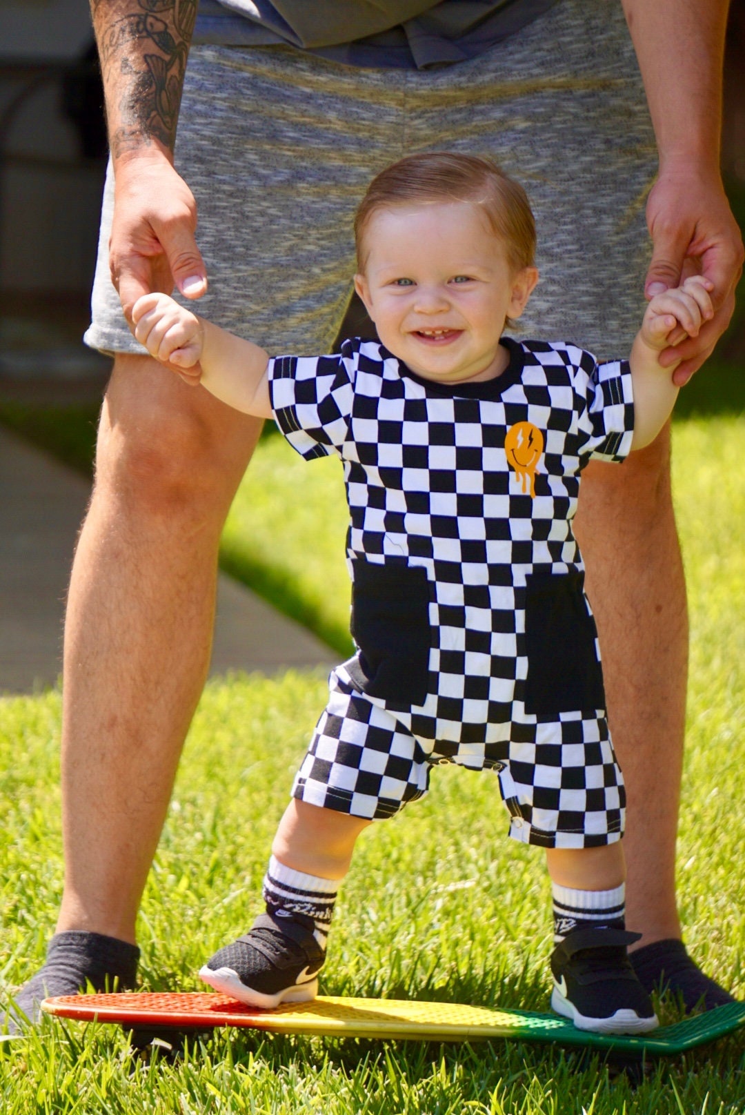 Newborn Baby Boys Jumpsuit Checkerboard Plaid Print Short Sleeve Romper  Bodysuit Playsuit Outfit Summer Clothes 