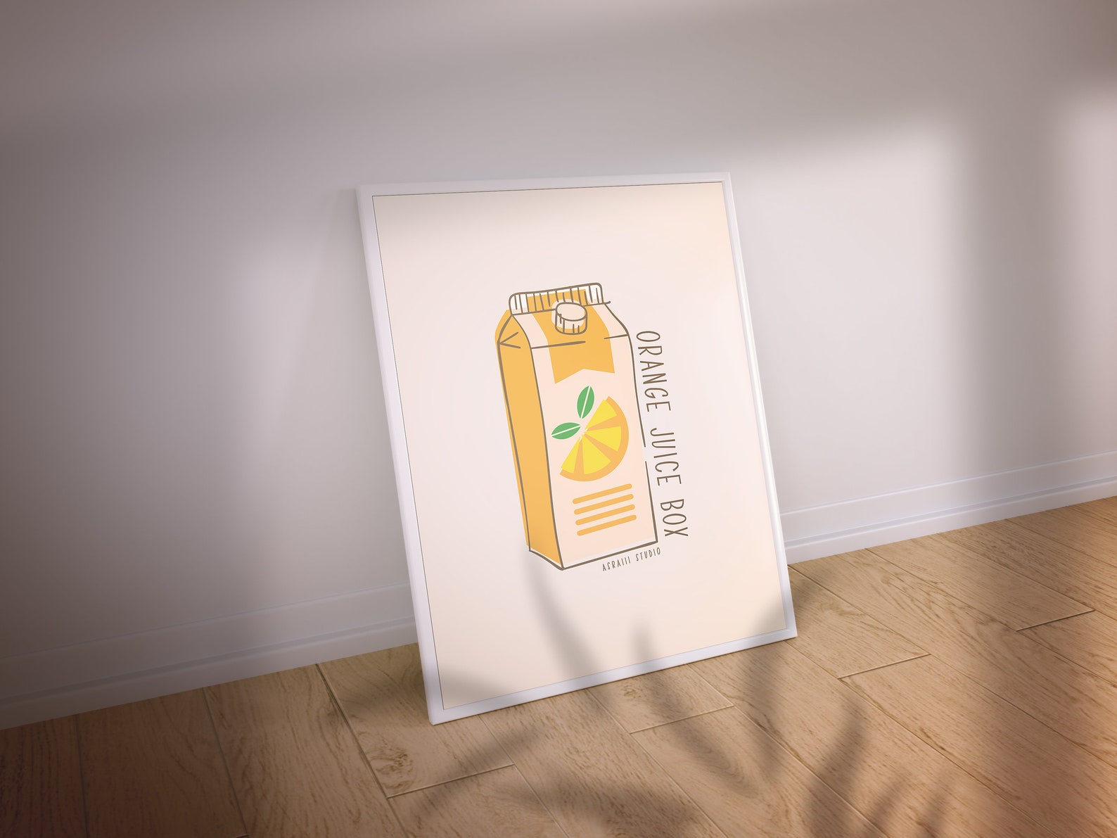 Orange juice box Print Illustration Art PRINTABLE Wall Art Etsy