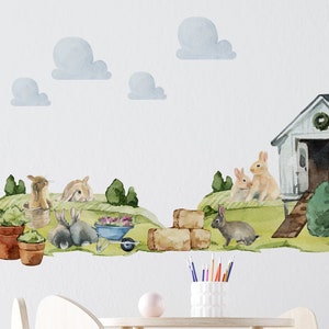 farm animals wall decals, rabbit wall stickers