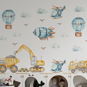 Kids Transport Wall Decal, construction decals, diggers wall stickers, kids car decal,  wall decals, kids wall decal, nursery wall decal