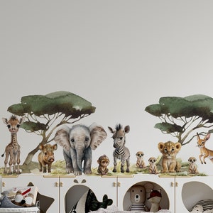 safari nursery decor, safari wall decal, nursery wall decals, peel and stick wall decals nursery room decor