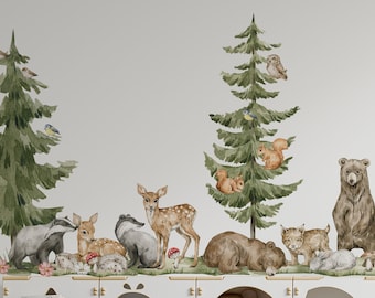 woodland nursery wall decals, woodland nursery decor, nursery decal, woodland wall decals, forest decal, woodland wall stickers,