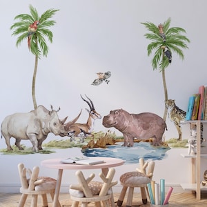 Adesivi Murali Animali Della Giungla - Giraffa, Elefante, Leone, Zebra, Per Camerette Bambini - Foto 9