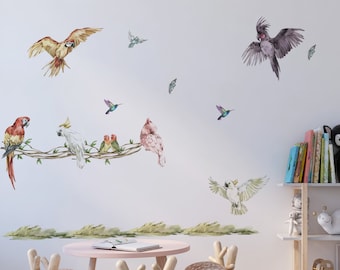 jungle wall decal, Safari wall decals, parrot wall decals, jungle wall decals, jungle wall decal, parrots wall decal, safari nursery decor