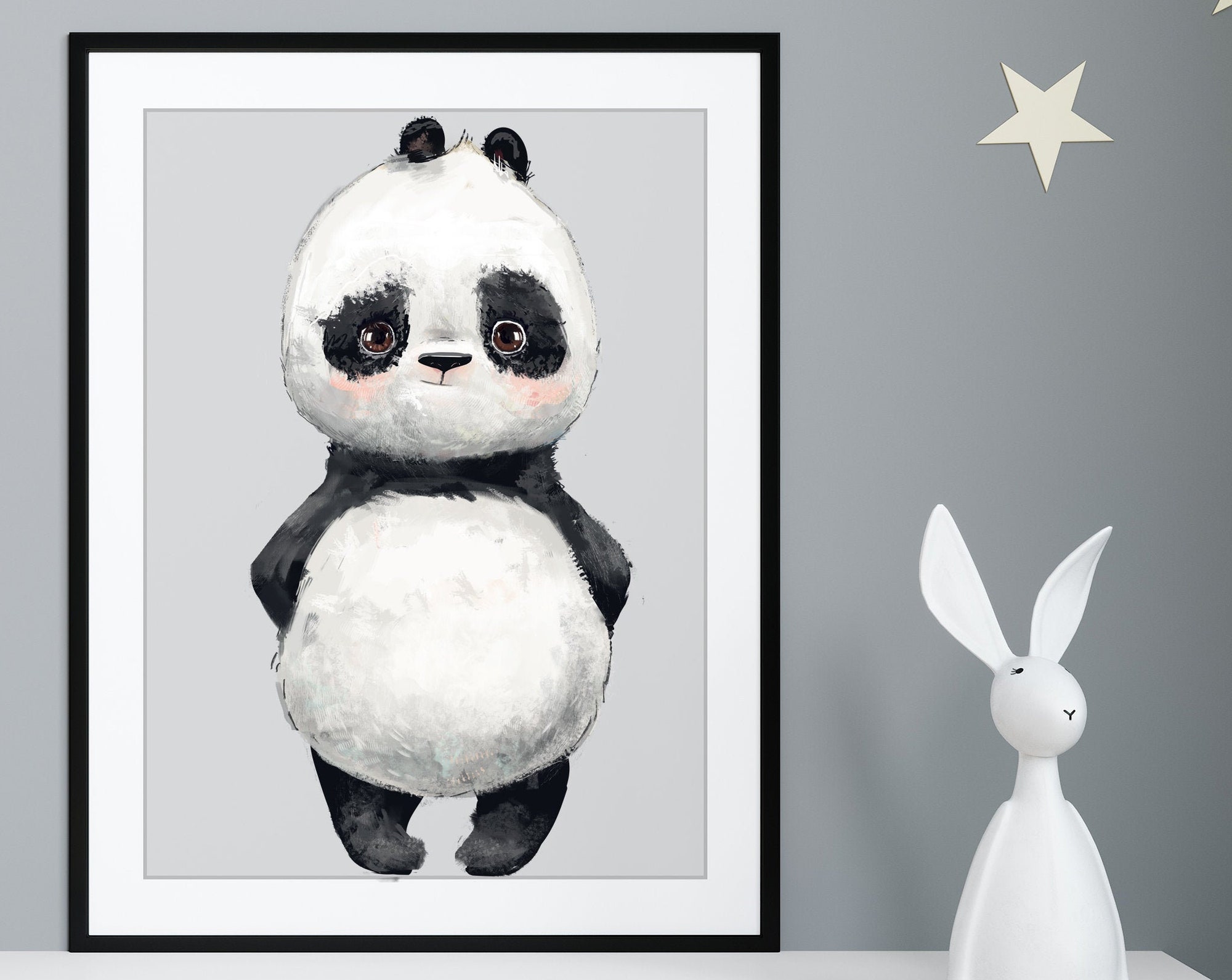 panda bear baby print, kung fu panda poster, forest nursery animals poster