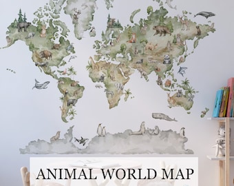 world map wall decal animal world map educational wall decals for kids room kids map world decal childs world map