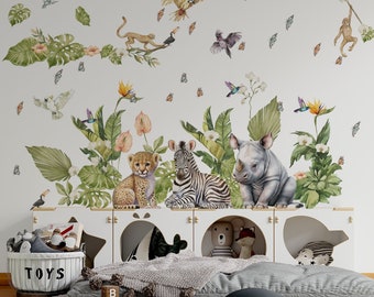 safari nursery decor, safari wall stickers, safari wall decal, jungle wall stickers, safari nursery decals