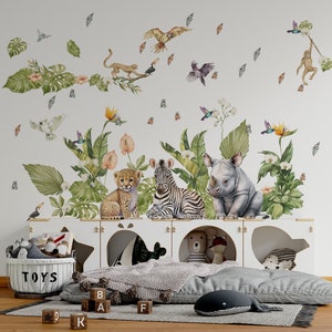 Decorazioni per la cameretta a tema safari, adesivi murali safari, decalcomanie murali safari, adesivi murali giungla, decalcomanie per la cameretta a tema safari