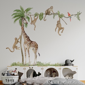 safari nursery decor, Safari Wall Decal Big Set, savanna Wall decal for kids, safari nursery decor, giraffe wall decal, zebra stickers,