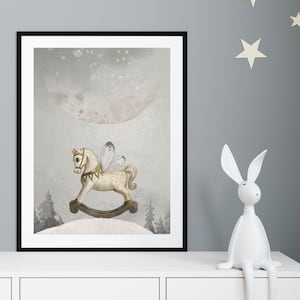 Einhorn wand dekor Kinderzimmer Dekor Poster, Magisches Pony Druck, Baby Mädchen Schlafzimmer, Aquarell Einhorn Poster