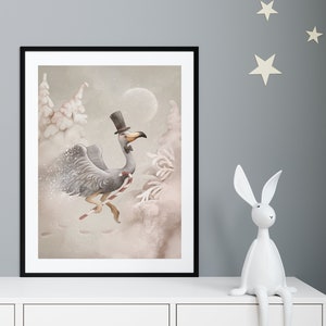 Swan Nursery decor poster, Swan watercolor poster kids room, Nursery Animal Prints, Woodland Poster Art, watercolor animals poster print