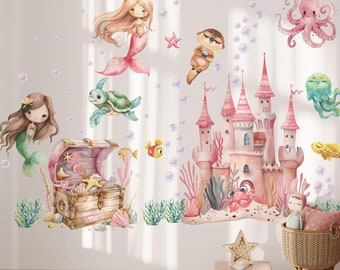 mermaid wall decal, nursery wall decals, Mermaid wall stickers, Mermaid decals for girls' room