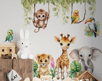 safari nursery decor, safari wall decal, nursery wall decals, peel and stick wall decals nursery room decor