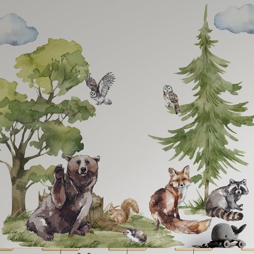 Forest Wall Decals Nursery Decal Woodland Wall Decals Etsy