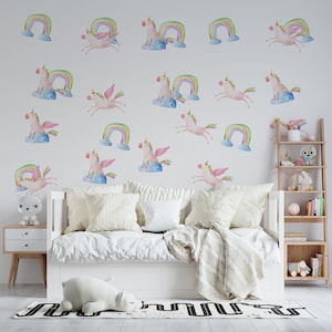 unicorn rainbow wall decal, unicorn rainbow decor, rainbow stickers, rainbow wall, big rainbow wall decal, nursery wall decal, unicorn decal