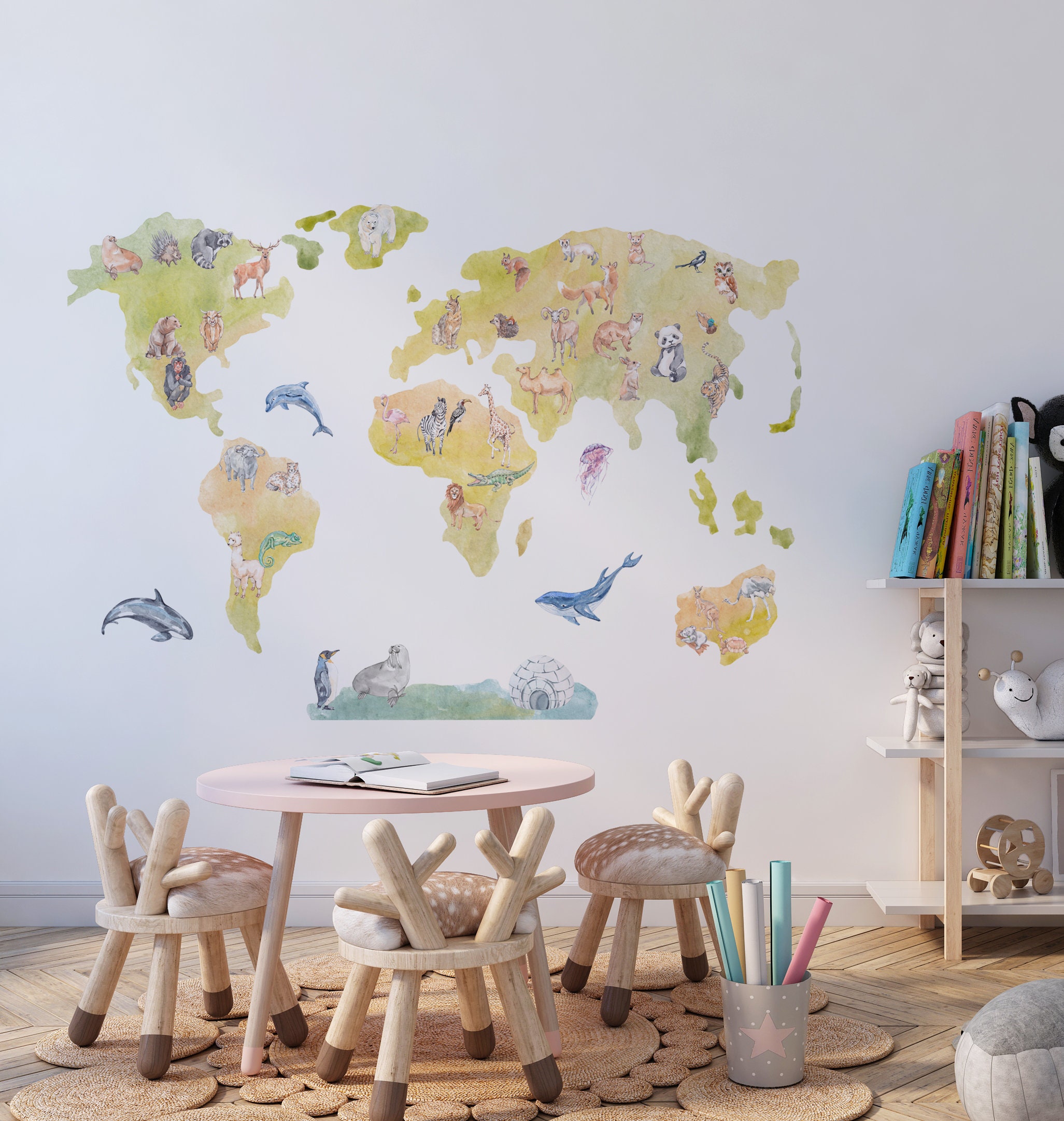 WORLD MAP Wall Decal for Kids, World Map Wall Decal, Wordl Map Sticker ...
