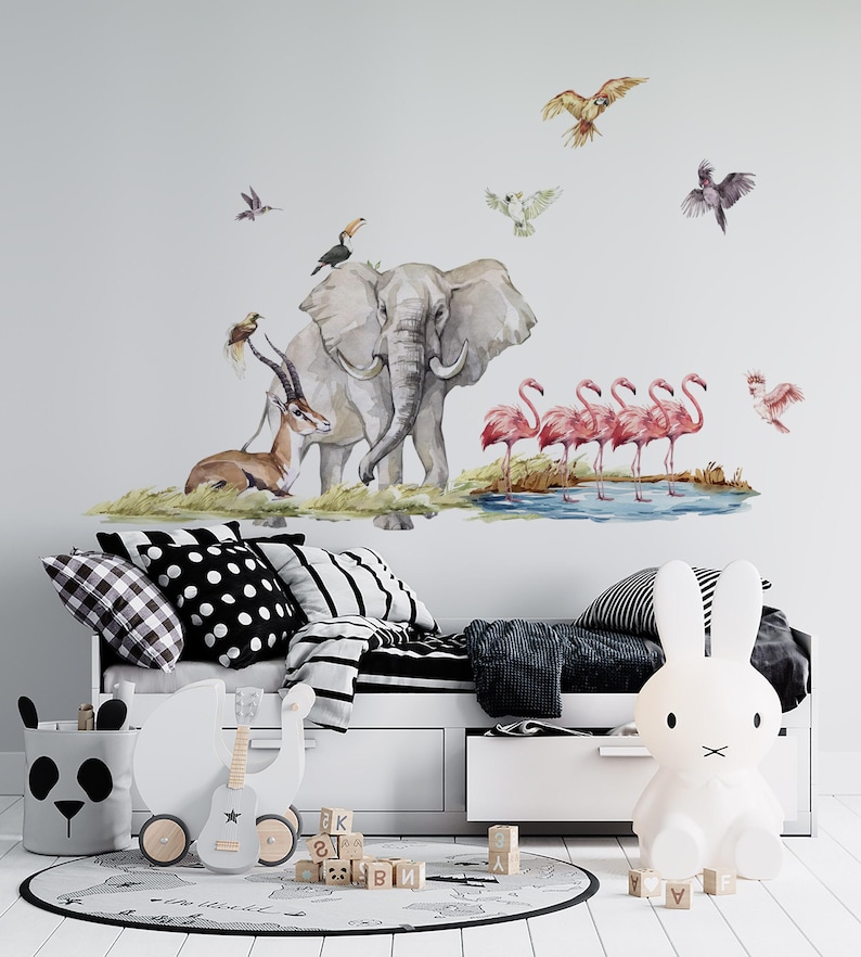 safari nursery decor, Safari Wall Decal Big Set, savanna Wall decal for kids, safari nursery decor, giraffe wall decal, zebra stickers, image 8