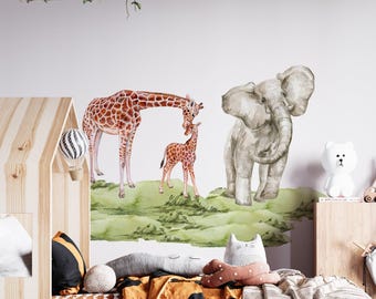 safari nursery decor, safari wall decal, nursery wall decals, peel and stick wall decals nursery room decor