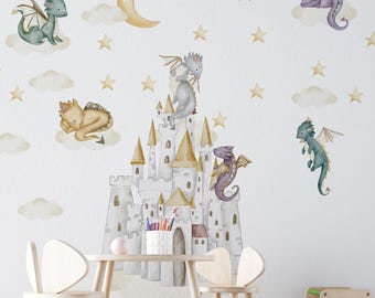 dragon nursery decals, dragon wall decal, Baby Room Wall,  dragon nursery, cute dragon decal, wall decal kids, Kids Wall Stickers