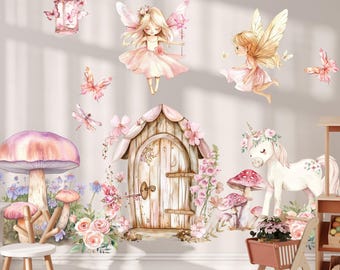 fairy stickers, girls room decor, fairy decor, girls room wall decals, nursery wall decor,