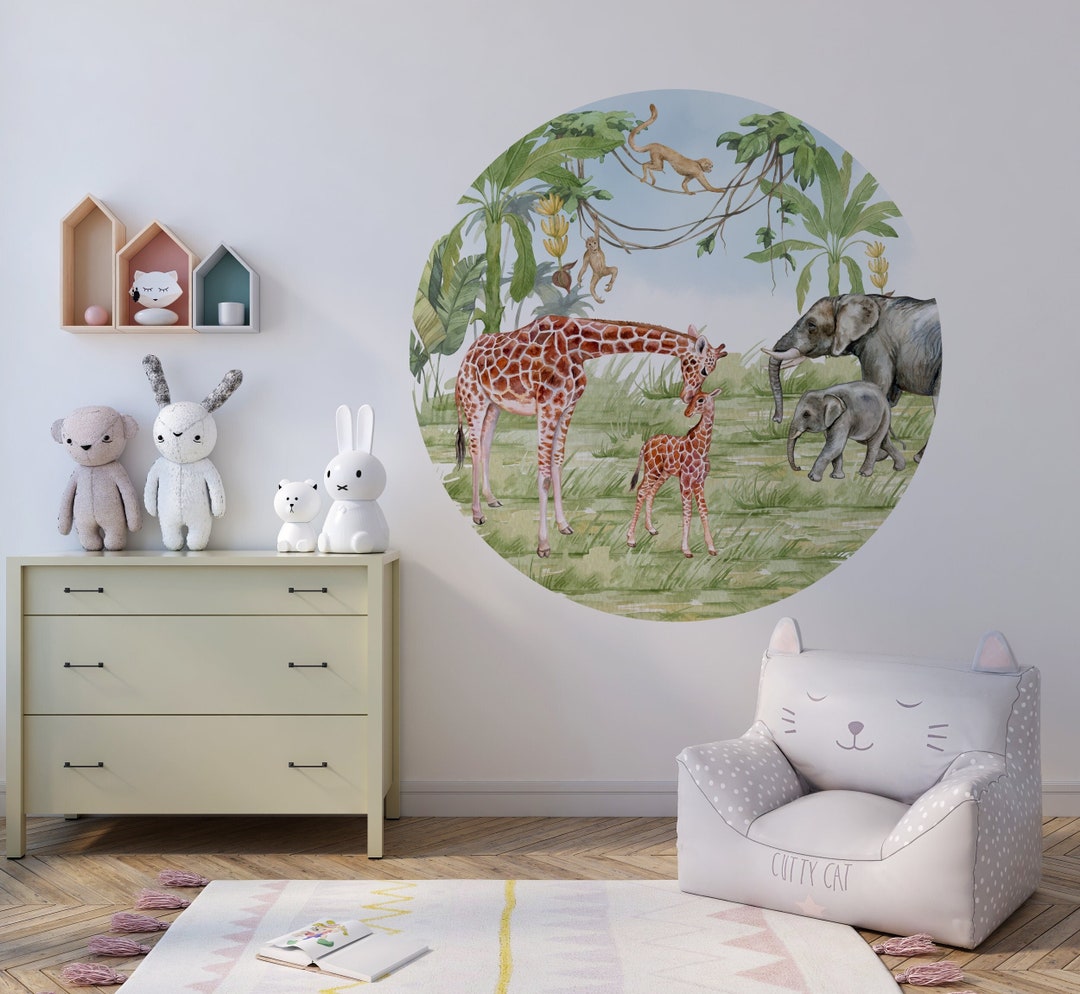 Safari Nursery Wall Decal Set, Watercolor Animals, Peel and Stick - Etsy