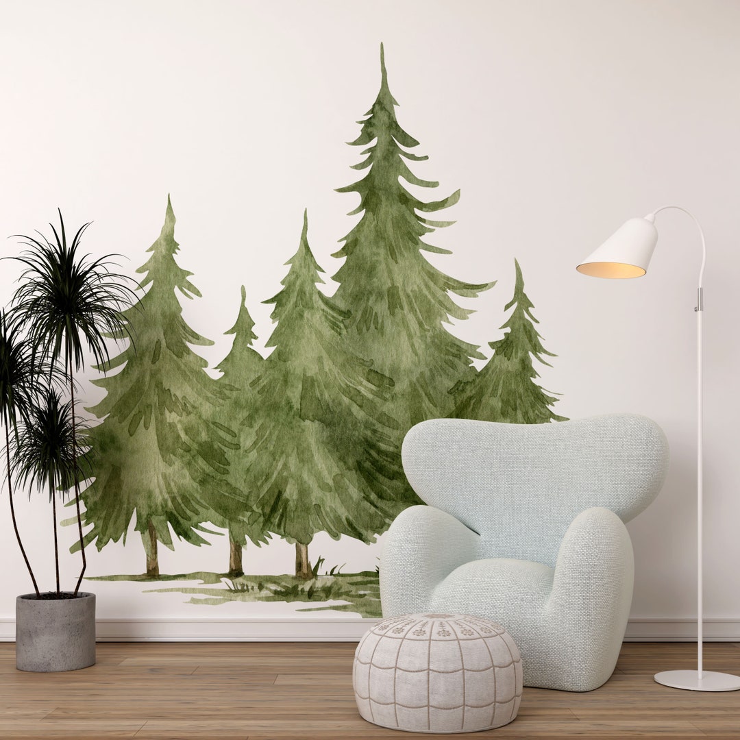 Tree Wall Decal for Nursery Room Forest Wall Decal for Kids Room Pine ...